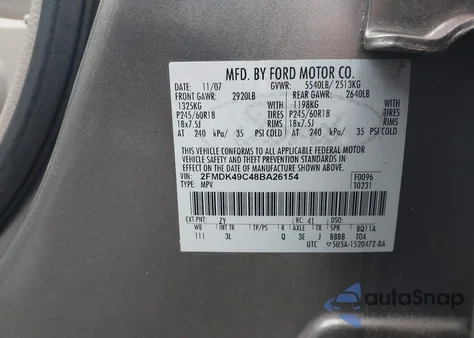 2008 Ford Edge Limited z USA, uszkodzony, nr VIN 2FMDK49C48BA26154